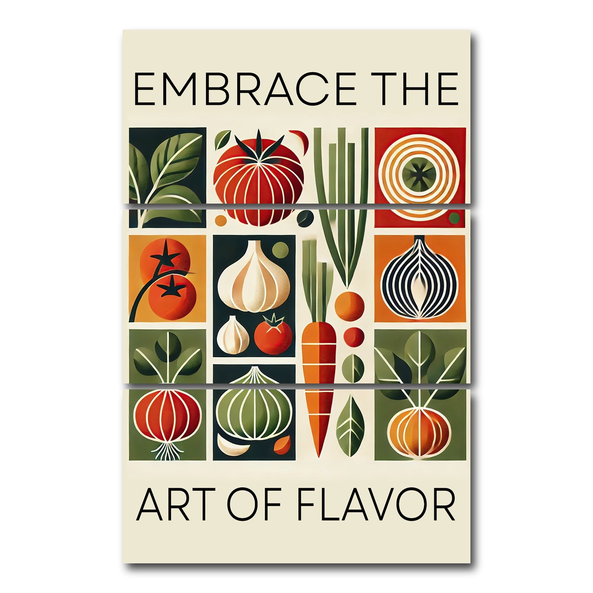 AUTO-MOCKUP WHITE | Embrace the art of flavor | 3 Piece | Gallery Wrap Canvas | group=12x24_stacked