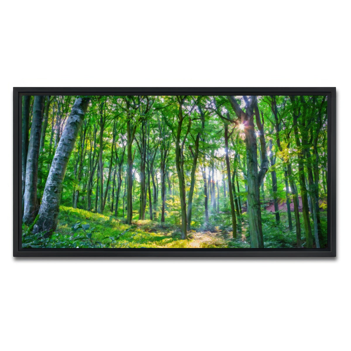 AUTO-MOCKUP WHITE | Emerald Forest | 1 Piece | Black Framed Canvas | group=2x1