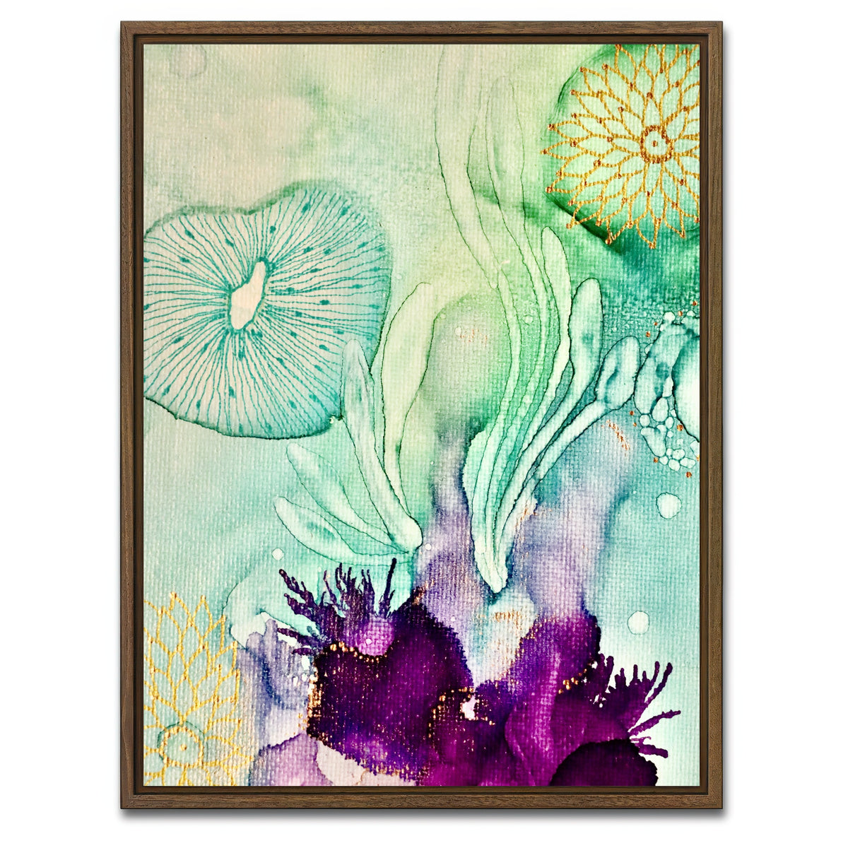 AUTO-MOCKUP WHITE | Emerald Waters | 1 Piece | Walnut Framed Canvas | group=3x4