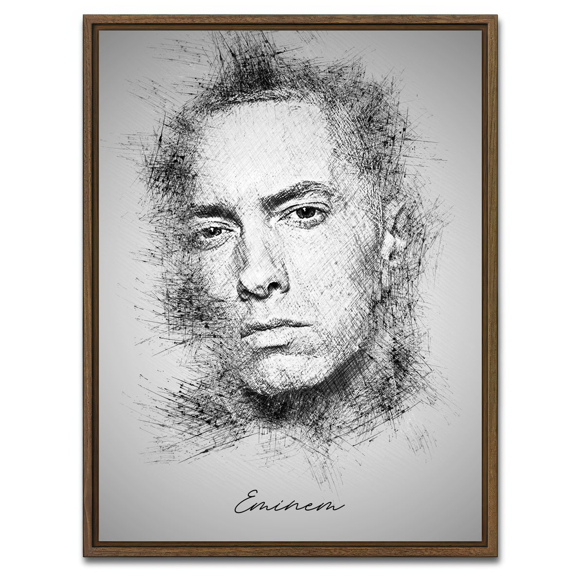 AUTO-MOCKUP WHITE | Eminem Sketch | 1 Piece | Walnut Framed Canvas | group=3x4