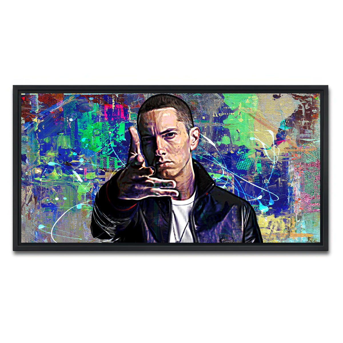 AUTO-MOCKUP WHITE | Eminem | 1 Piece | Black Framed Canvas | group=2x1