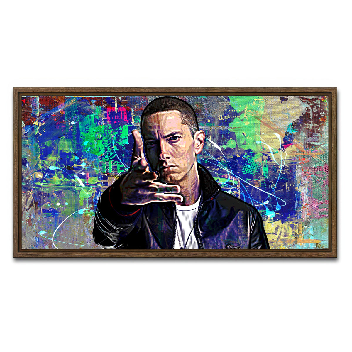 AUTO-MOCKUP WHITE | Eminem | 1 Piece | Walnut Framed Canvas | group=2x1