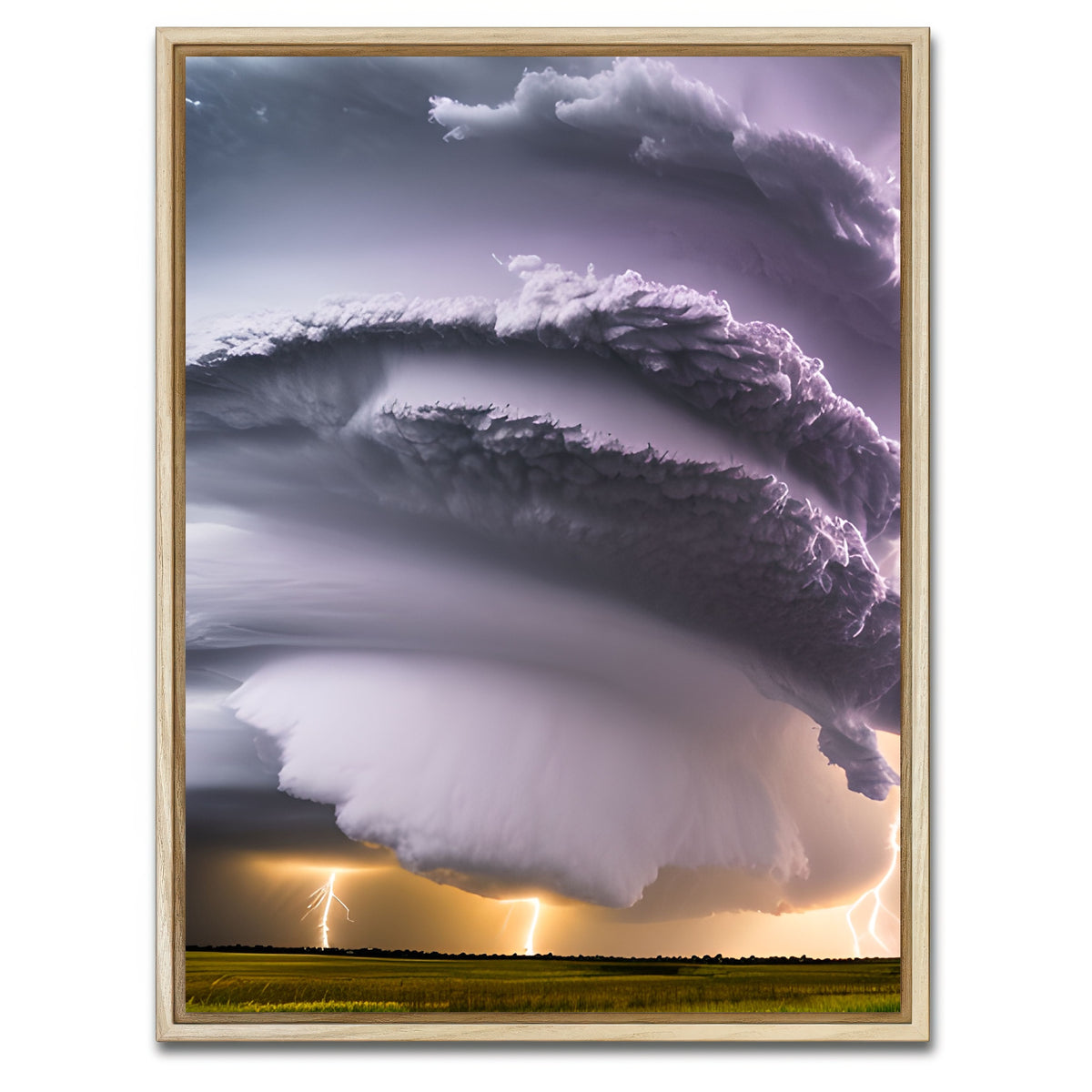 AUTO-MOCKUP WHITE | Epic Thunderstorm Supercell | 1 Piece | Natural Framed Canvas | group=3x4