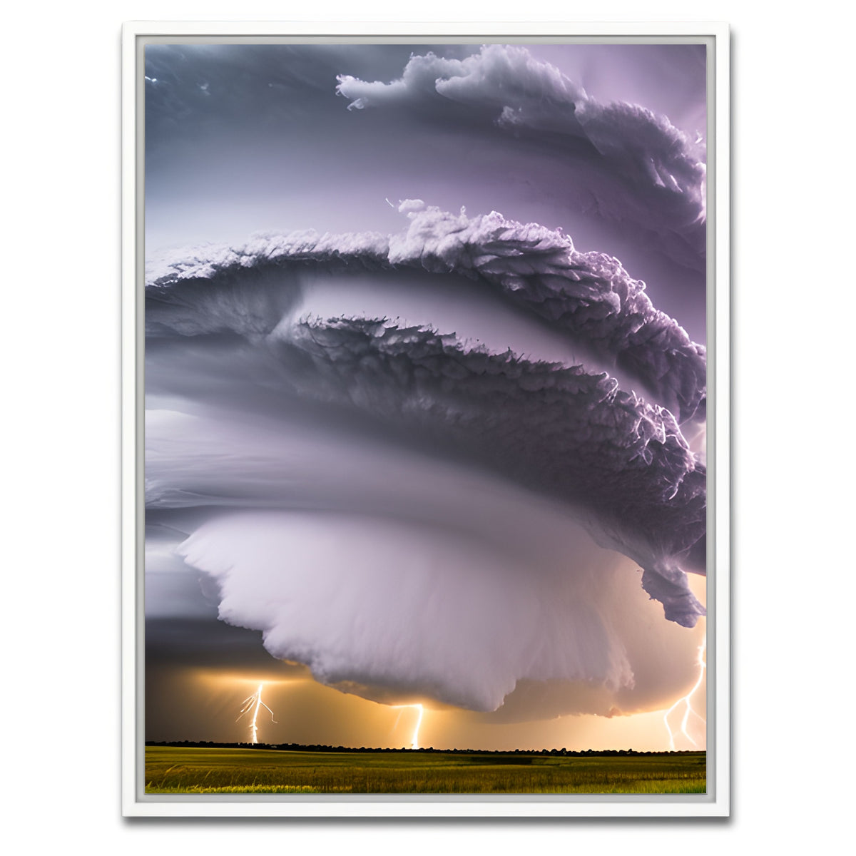 AUTO-MOCKUP WHITE | Epic Thunderstorm Supercell | 1 Piece | White Framed Canvas | group=3x4