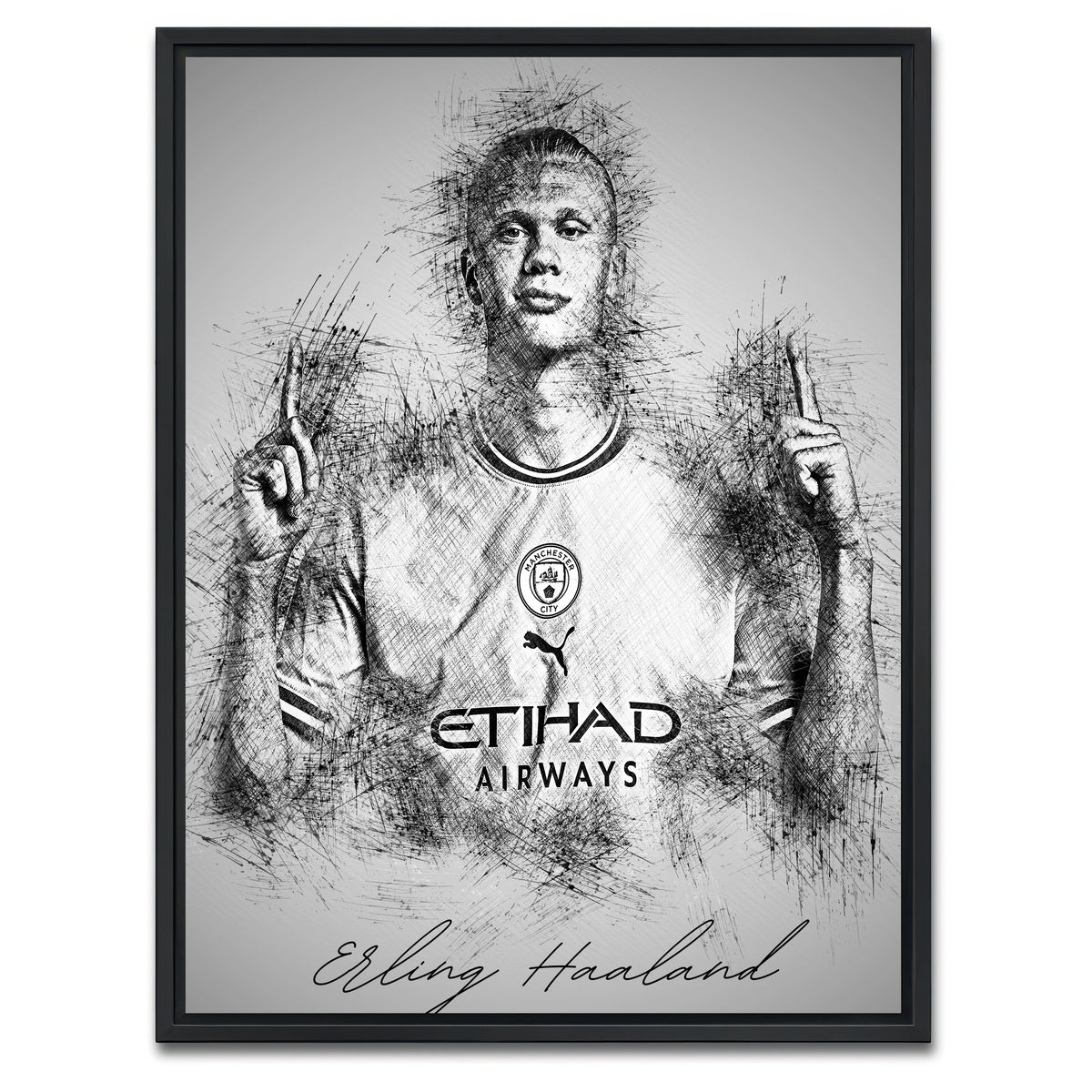 AUTO-MOCKUP WHITE | Erling Haaland | 1 Piece | Black Framed Canvas | group=3x4