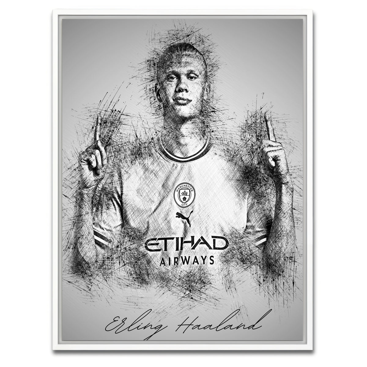 AUTO-MOCKUP WHITE | Erling Haaland | 1 Piece | White Framed Canvas | group=3x4