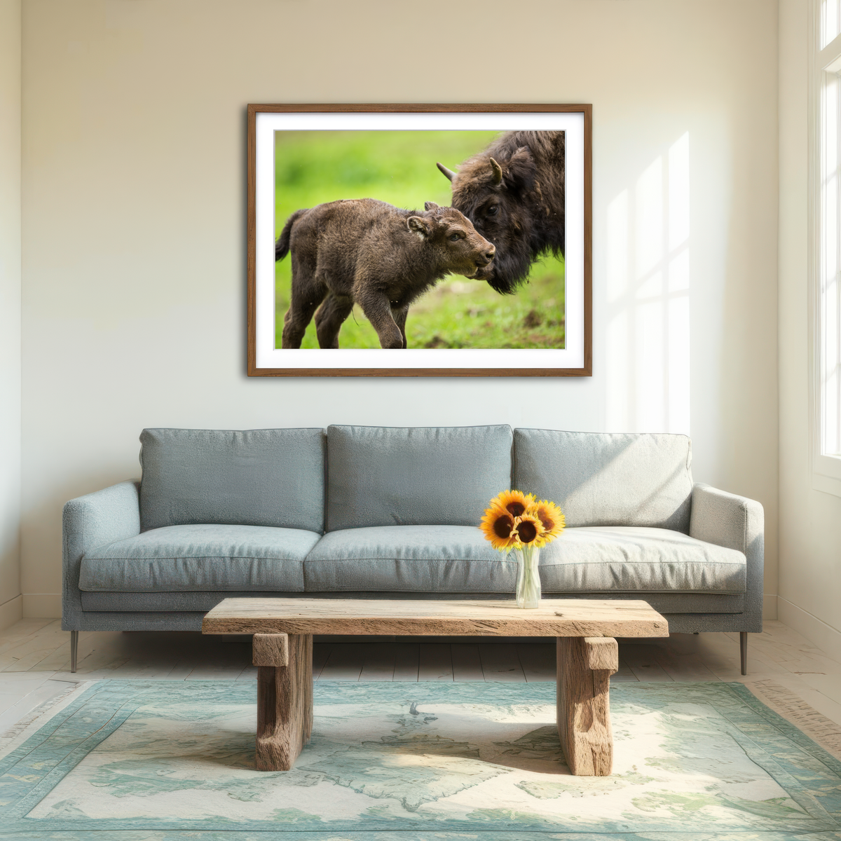 AUTO-MOCKUP ROOM | European Bison and Calf Wall Art
