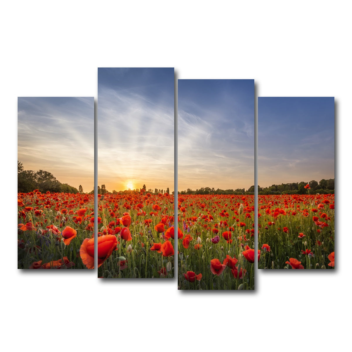 AUTO-MOCKUP WHITE | Evening in a poppy field | 4 Piece | Gallery Wrap Canvas | group=4_normal