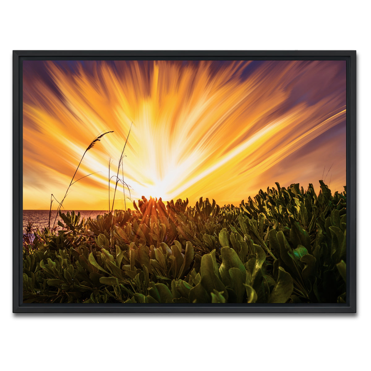 AUTO-MOCKUP WHITE | Exploding Sunset | 1 Piece | Black Framed Canvas | group=4x3