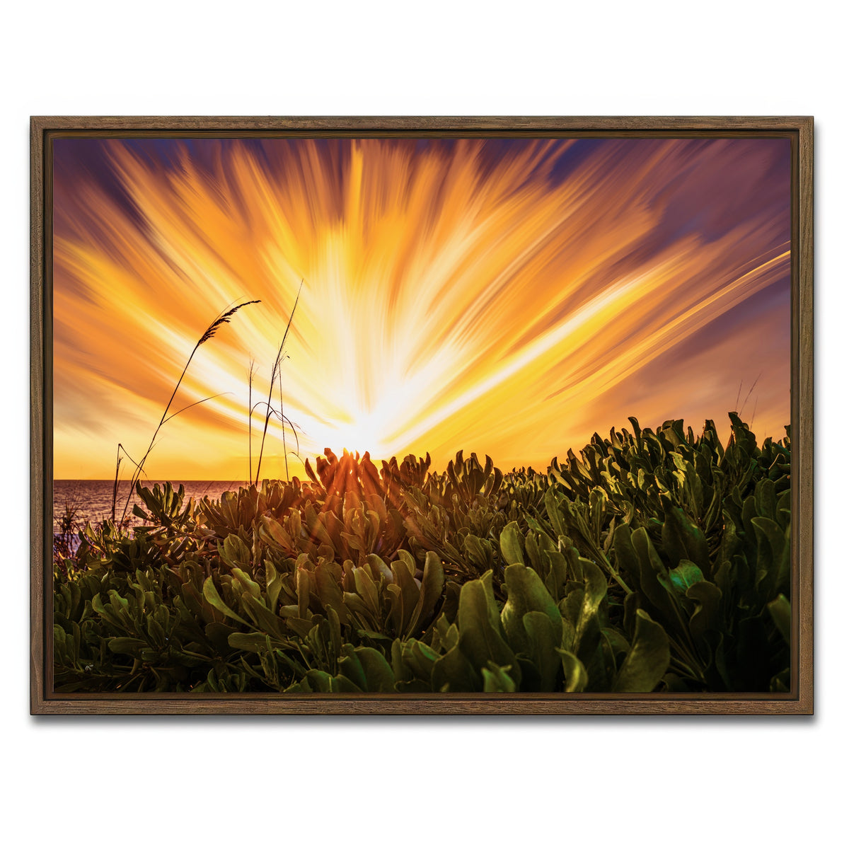 AUTO-MOCKUP WHITE | Exploding Sunset | 1 Piece | Walnut Framed Canvas | group=4x3