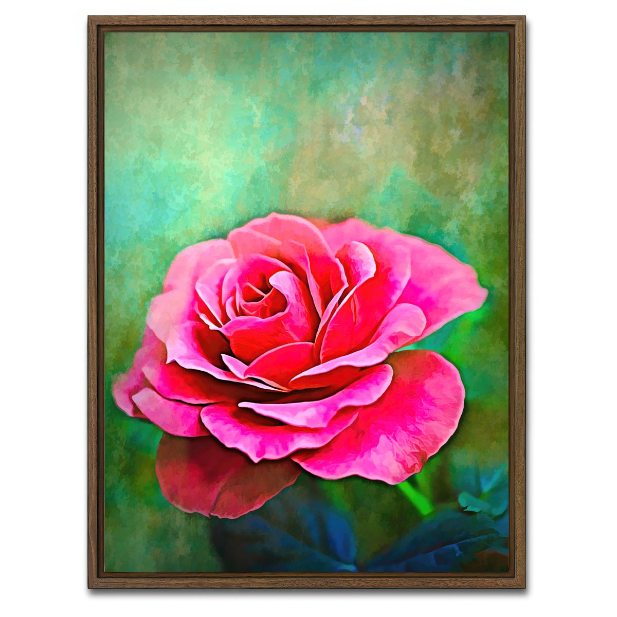 AUTO-MOCKUP WHITE | Exquisite Pink Rose | 1 Piece | Walnut Framed Canvas | group=3x4