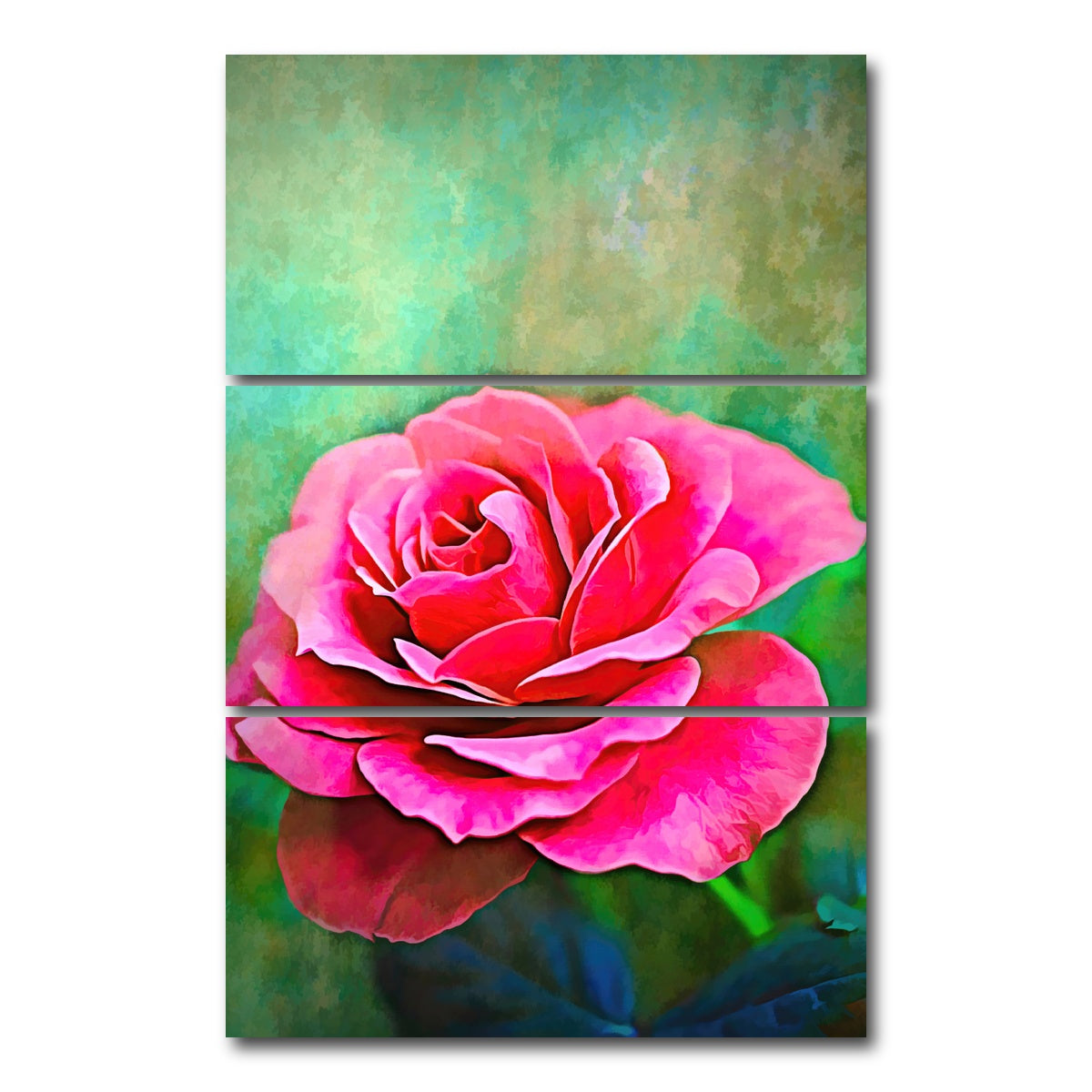 AUTO-MOCKUP WHITE | Exquisite Pink Rose | 3 Piece | Gallery Wrap Canvas | group=12x24_stacked