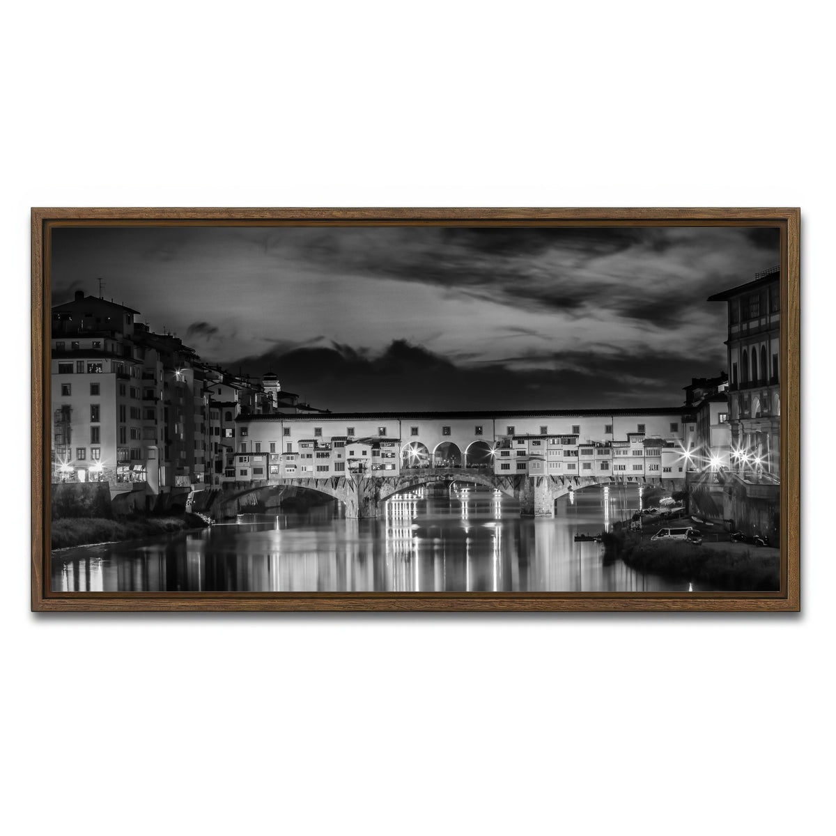 AUTO-MOCKUP WHITE | FLORENCE Ponte Vecchio at Sunset | 1 Piece | Walnut Framed Canvas | group=2x1