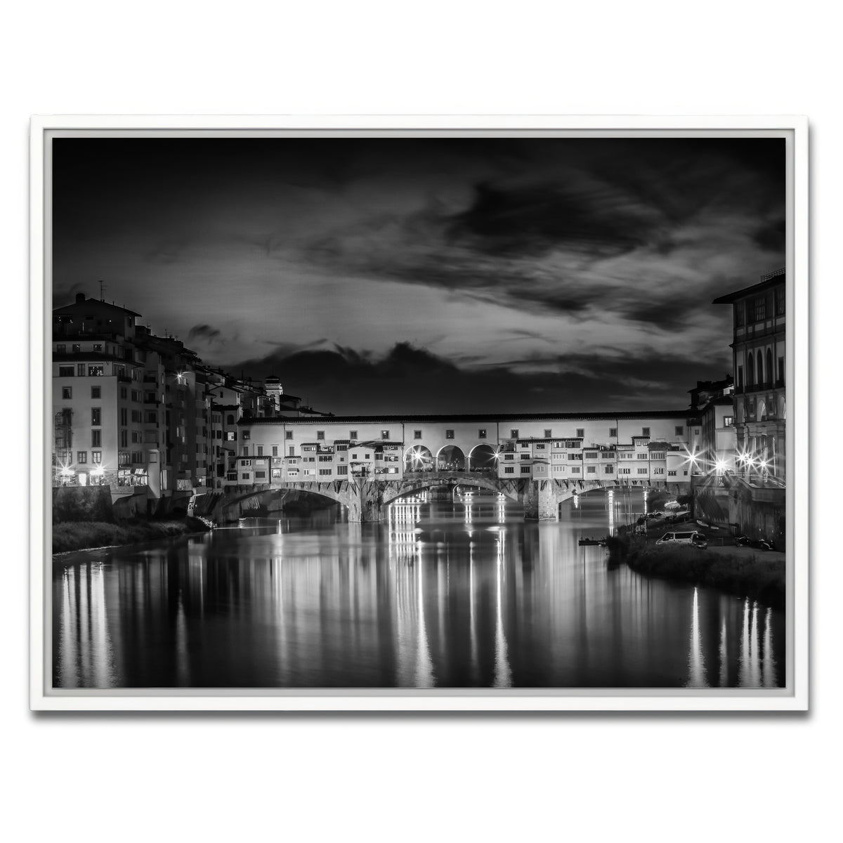 AUTO-MOCKUP WHITE | FLORENCE Ponte Vecchio at Sunset | 1 Piece | White Framed Canvas | group=4x3