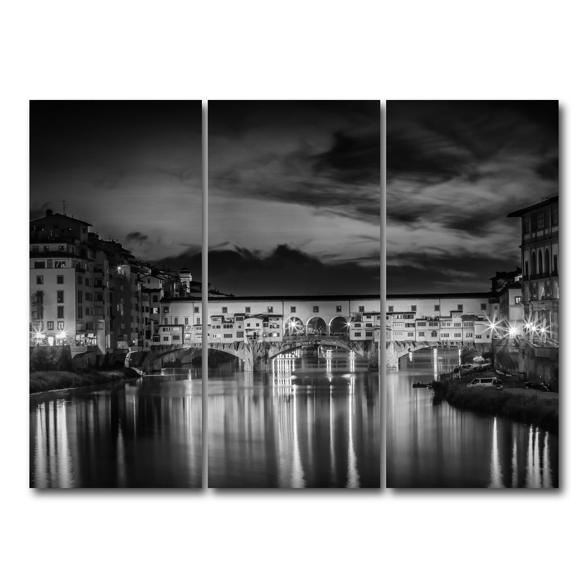 AUTO-MOCKUP WHITE | FLORENCE Ponte Vecchio at Sunset | 3 Piece | Gallery Wrap Canvas | group=8x18