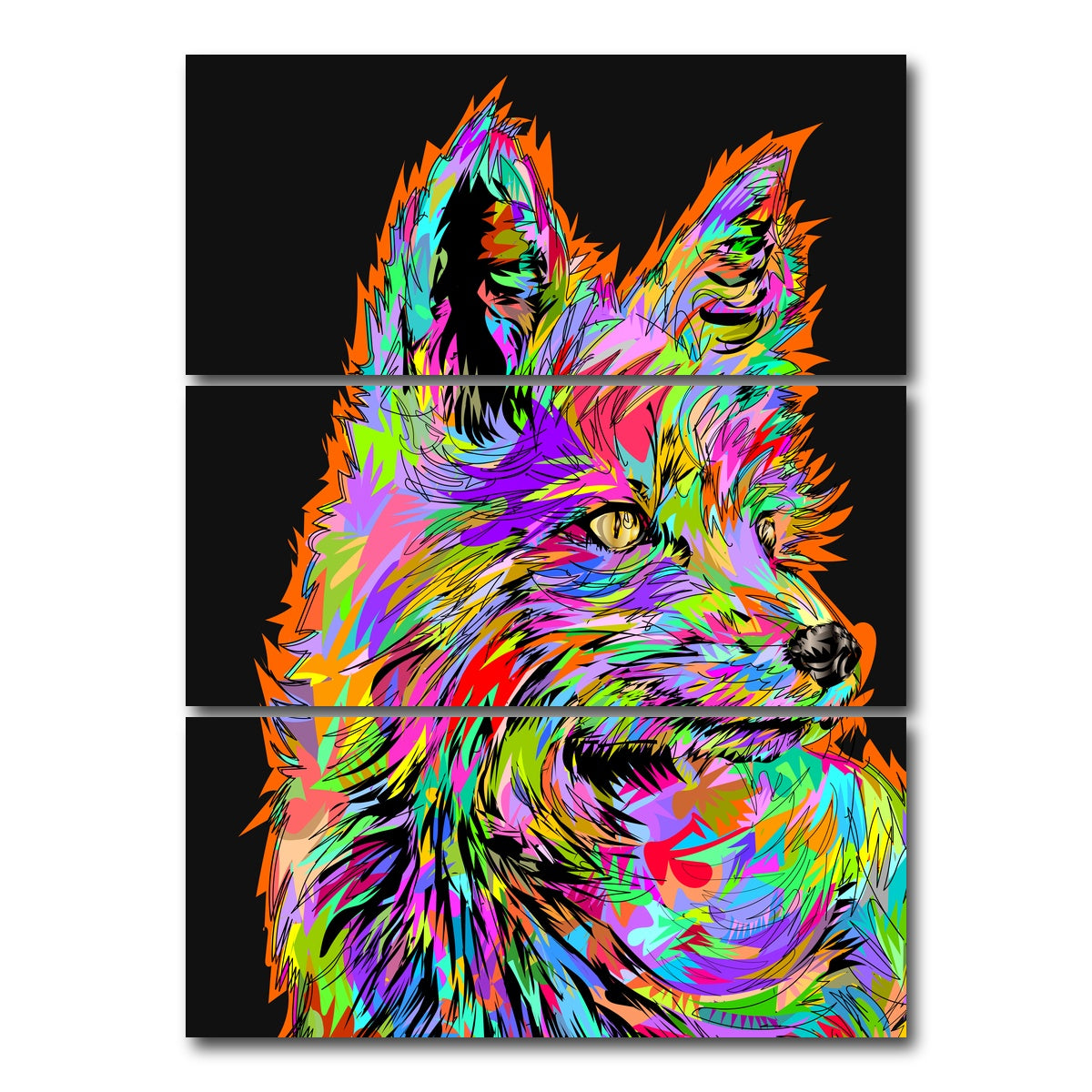 AUTO-MOCKUP WHITE | FOX DEVIL | 3 Piece | Gallery Wrap Canvas | group=8x18_stacked