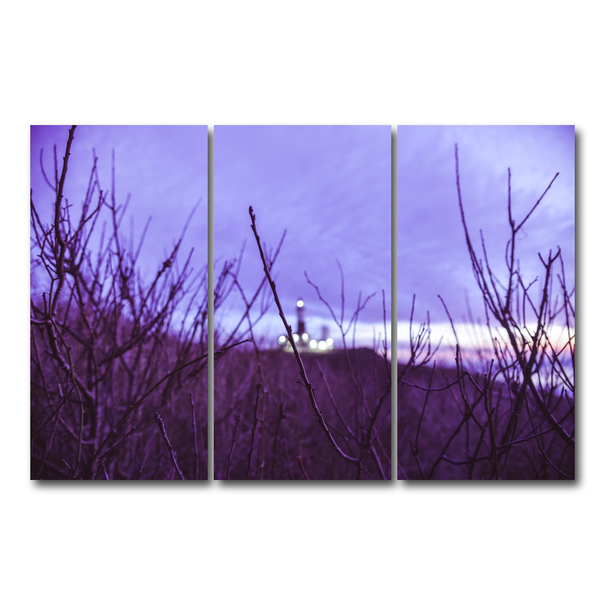 AUTO-MOCKUP WHITE | Faded Lighthouse | 3 Piece | Gallery Wrap Canvas | group=12x24