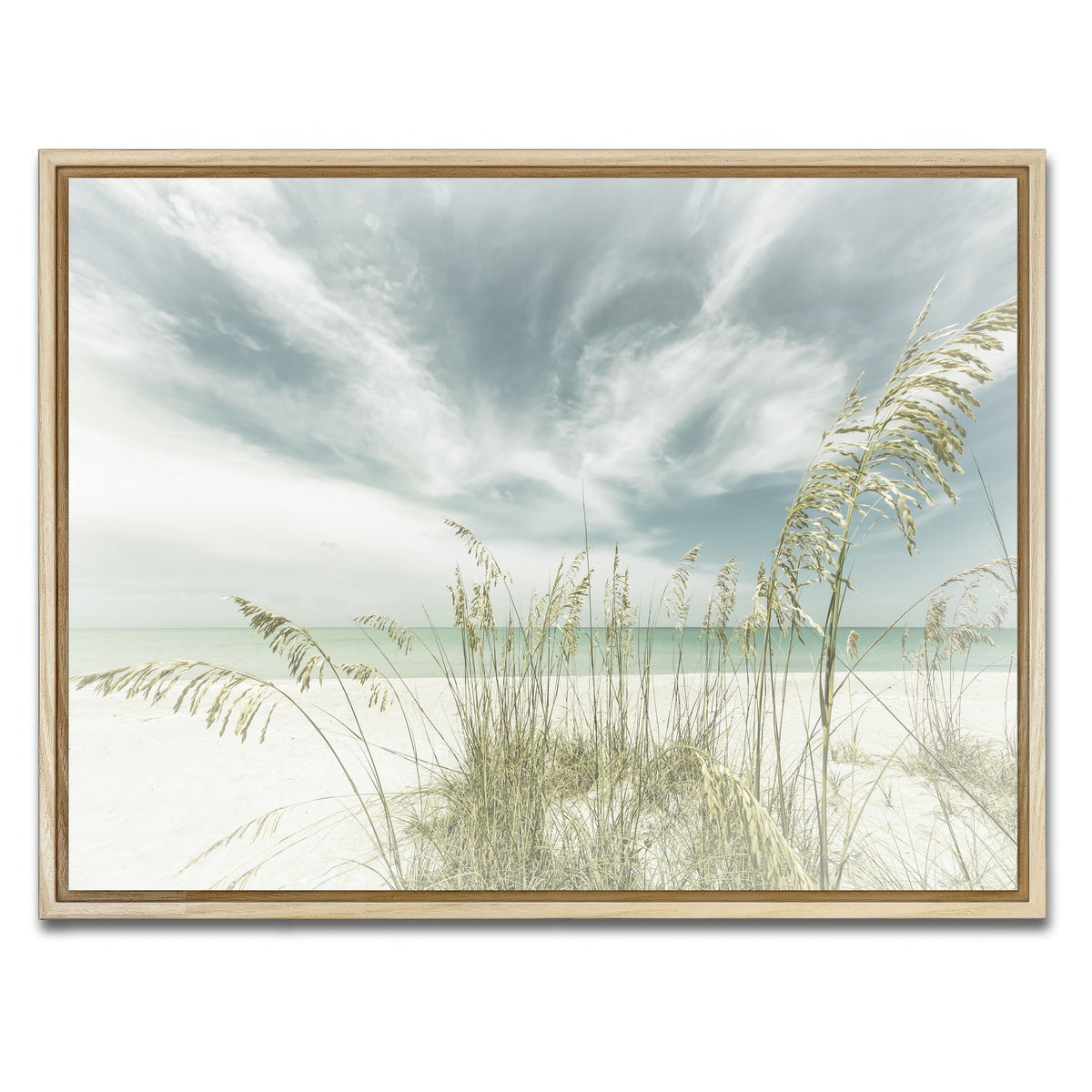AUTO-MOCKUP WHITE | Faded calmness on the beach | 1 Piece | Natural Framed Canvas | group=4x3