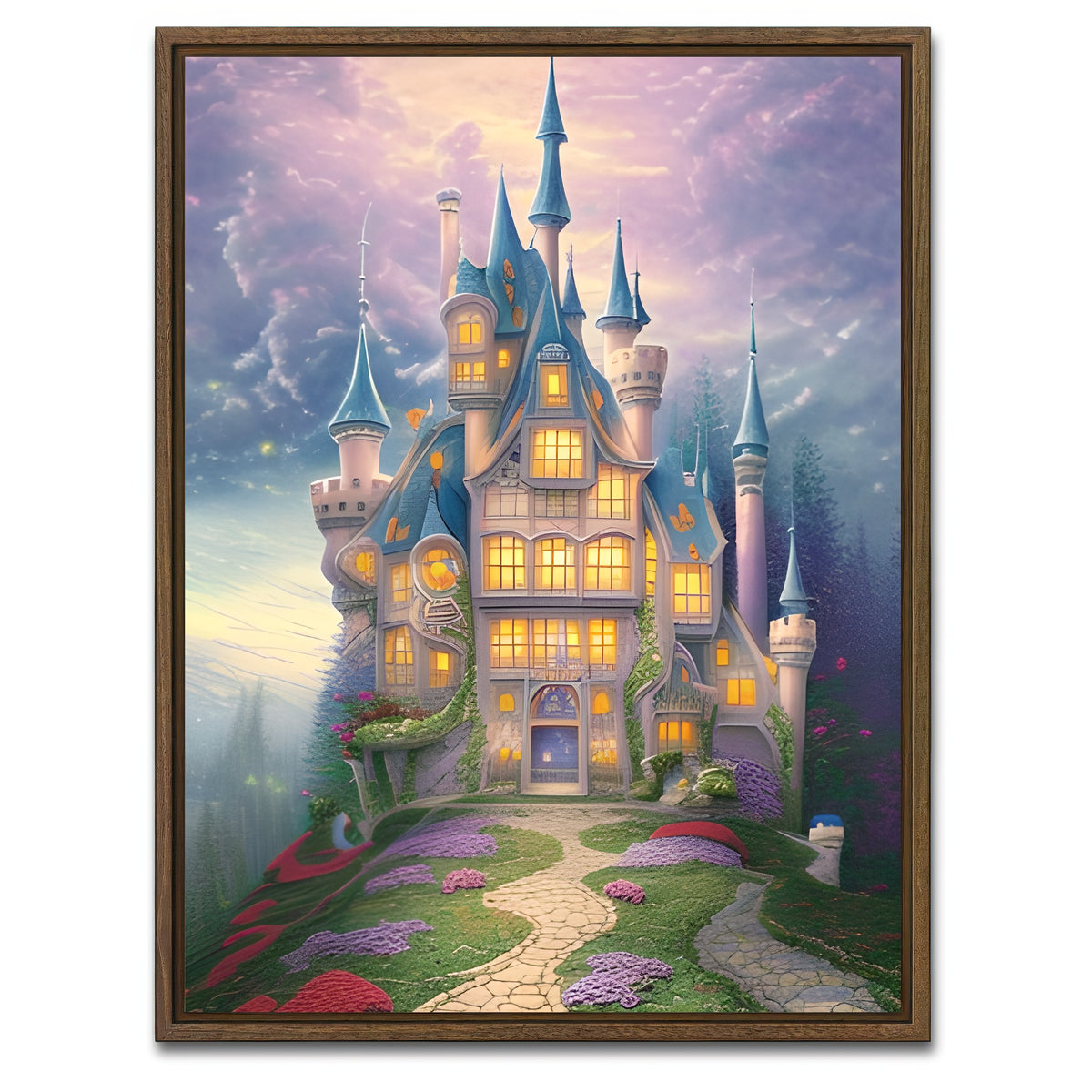 AUTO-MOCKUP WHITE | Fairytale Castle | 1 Piece | Walnut Framed Canvas | group=3x4