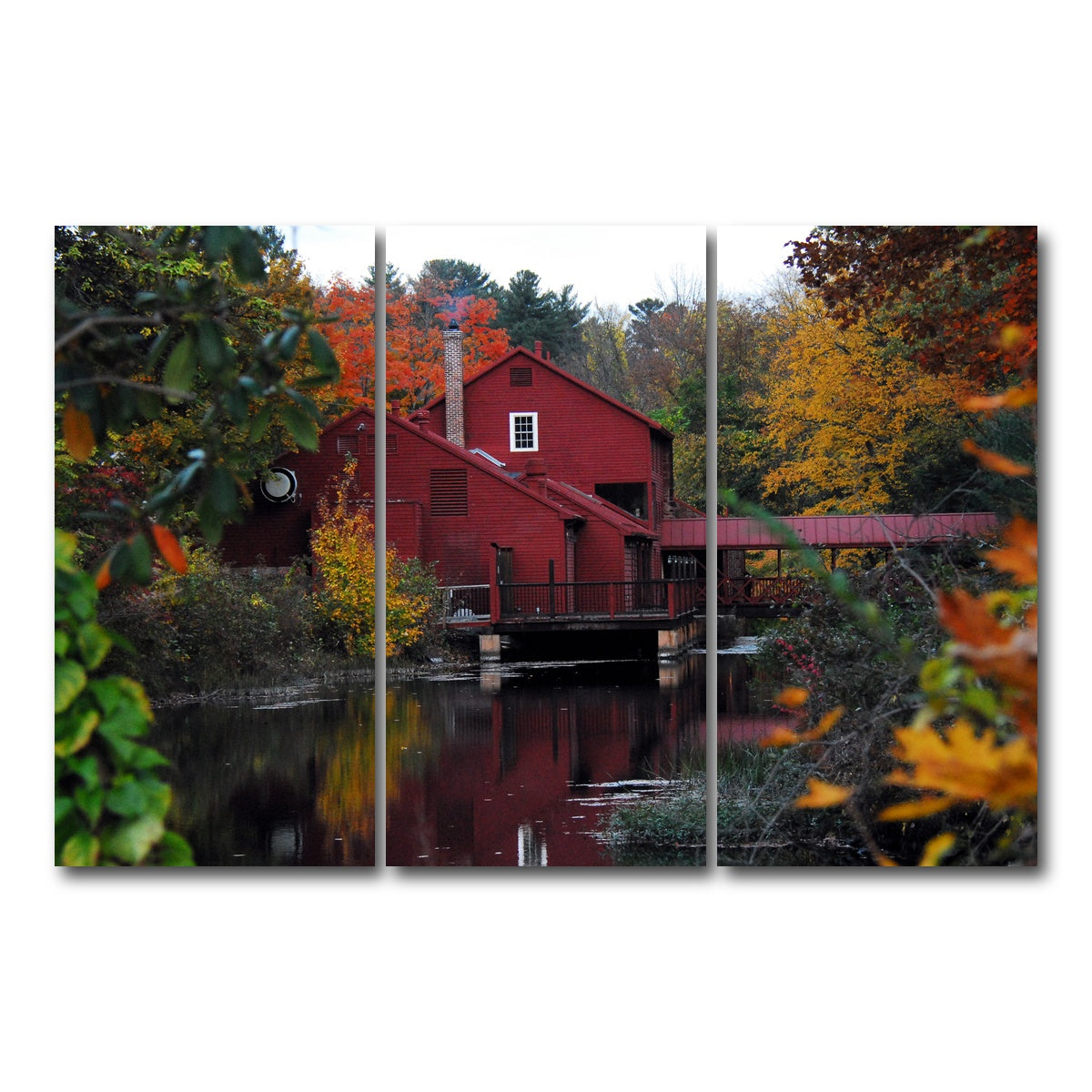 AUTO-MOCKUP WHITE | Fall Colors in Historic Connecticut | 3 Piece | Gallery Wrap Canvas | group=12x24
