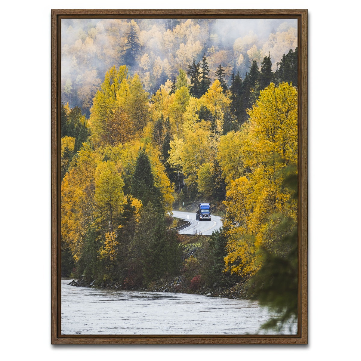 AUTO-MOCKUP WHITE | Fall Colors in Northern BC 3 | 1 Piece | Walnut Framed Canvas | group=3x4