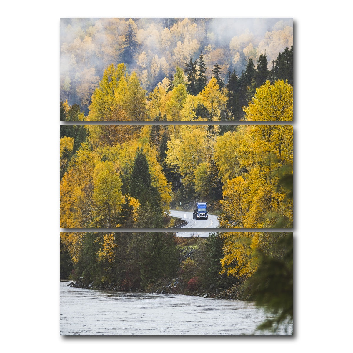 AUTO-MOCKUP WHITE | Fall Colors in Northern BC 3 | 3 Piece | Gallery Wrap Canvas | group=8x18_stacked