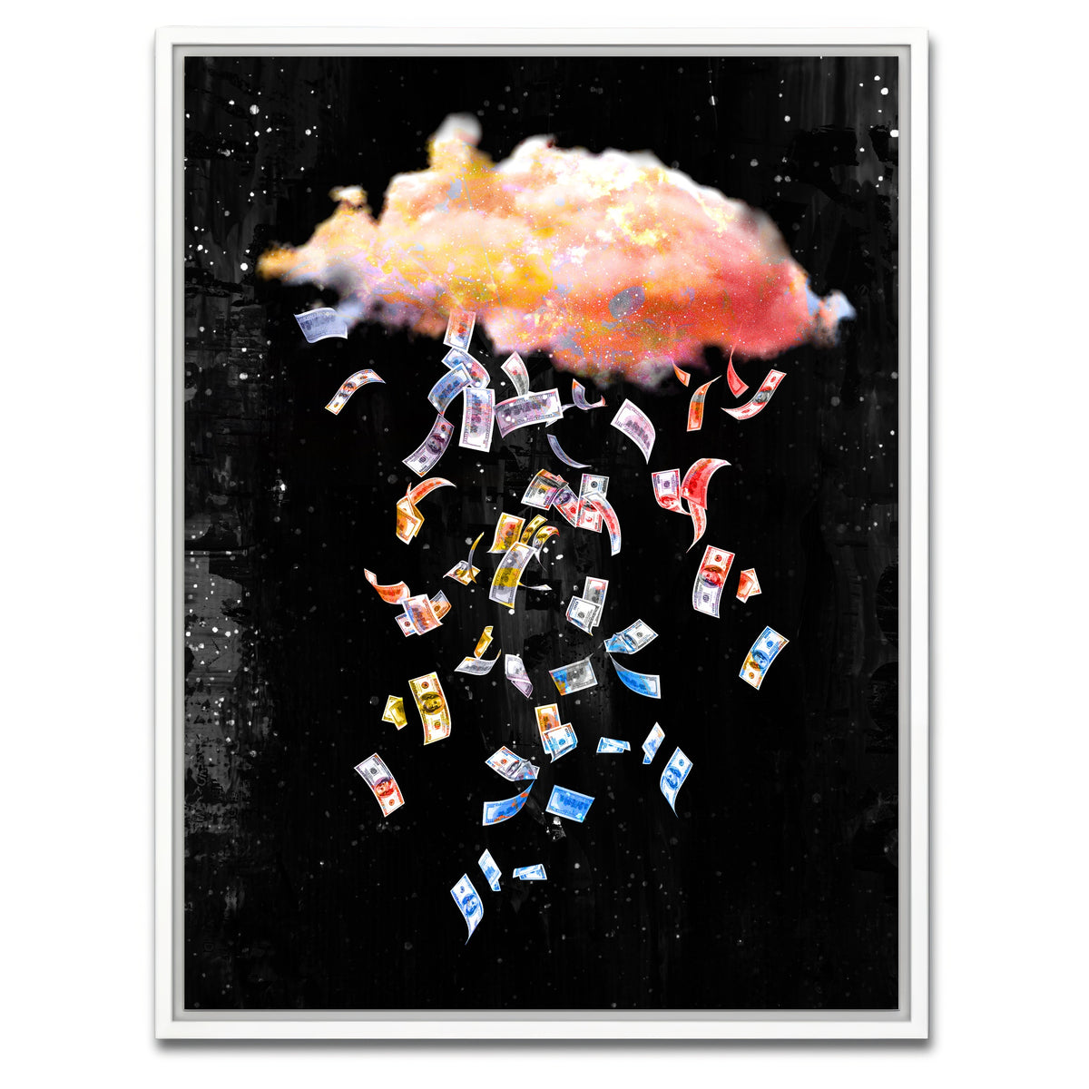 AUTO-MOCKUP WHITE | Falling Dollars | 1 Piece | White Framed Canvas | group=3x4