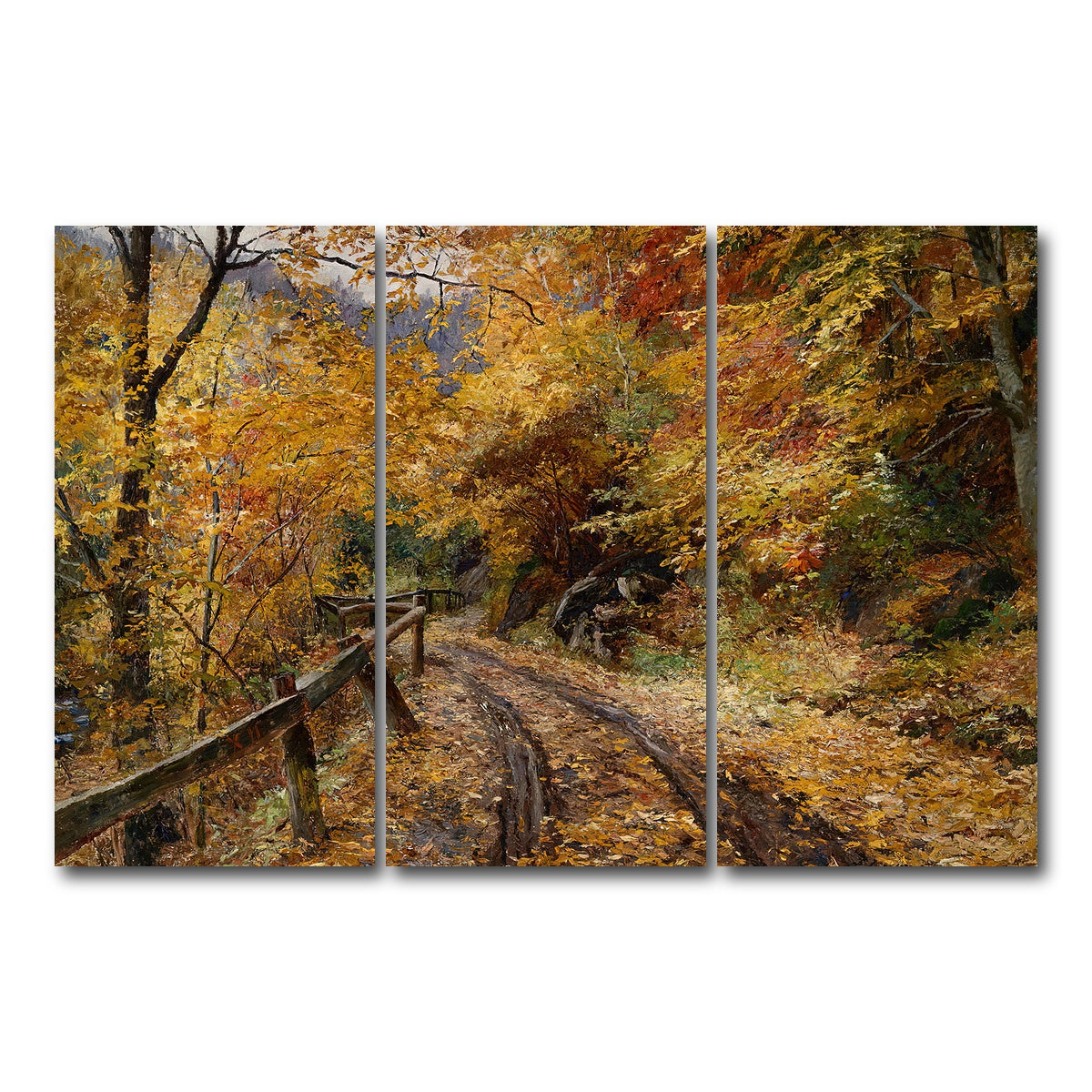 AUTO-MOCKUP WHITE | Falling Leaves | 3 Piece | Gallery Wrap Canvas | group=12x24