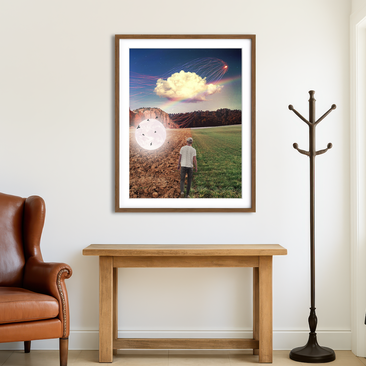 AUTO-MOCKUP ROOM | Falling Moon Birds Wall Art