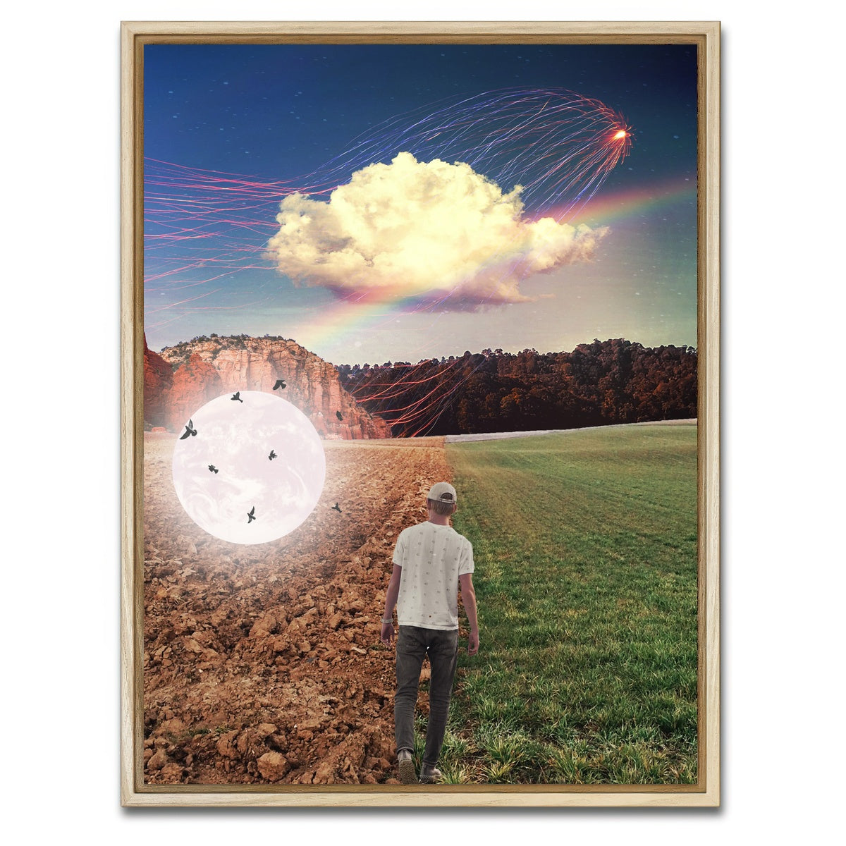 AUTO-MOCKUP WHITE | Falling Moon Birds | 1 Piece | Natural Framed Canvas | group=3x4