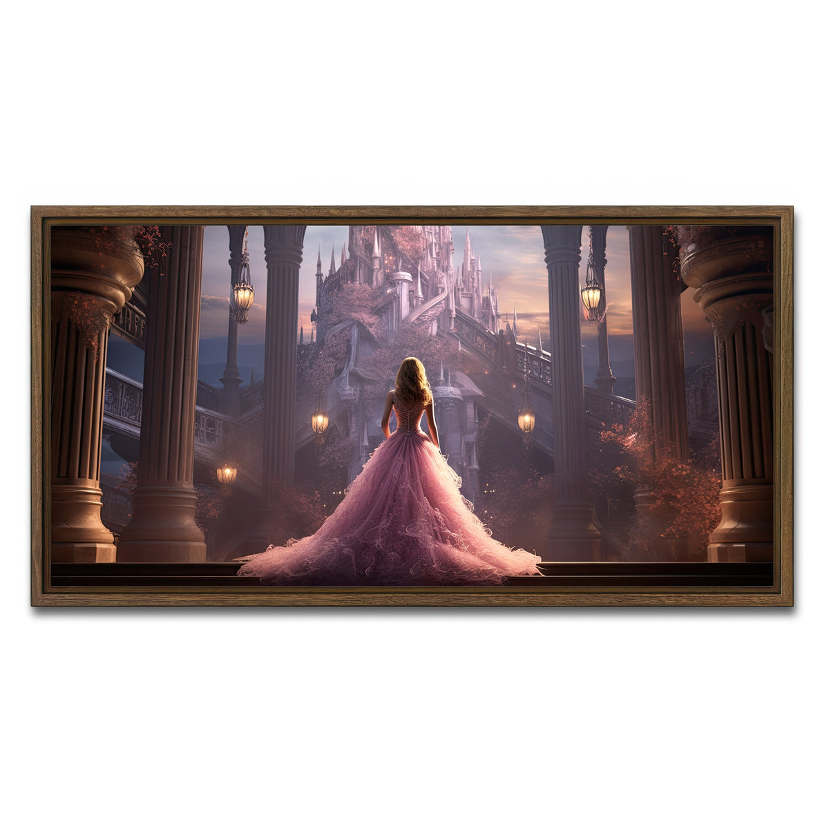AUTO-MOCKUP WHITE | Fantasy Princess | 1 Piece | Walnut Framed Canvas | group=2x1