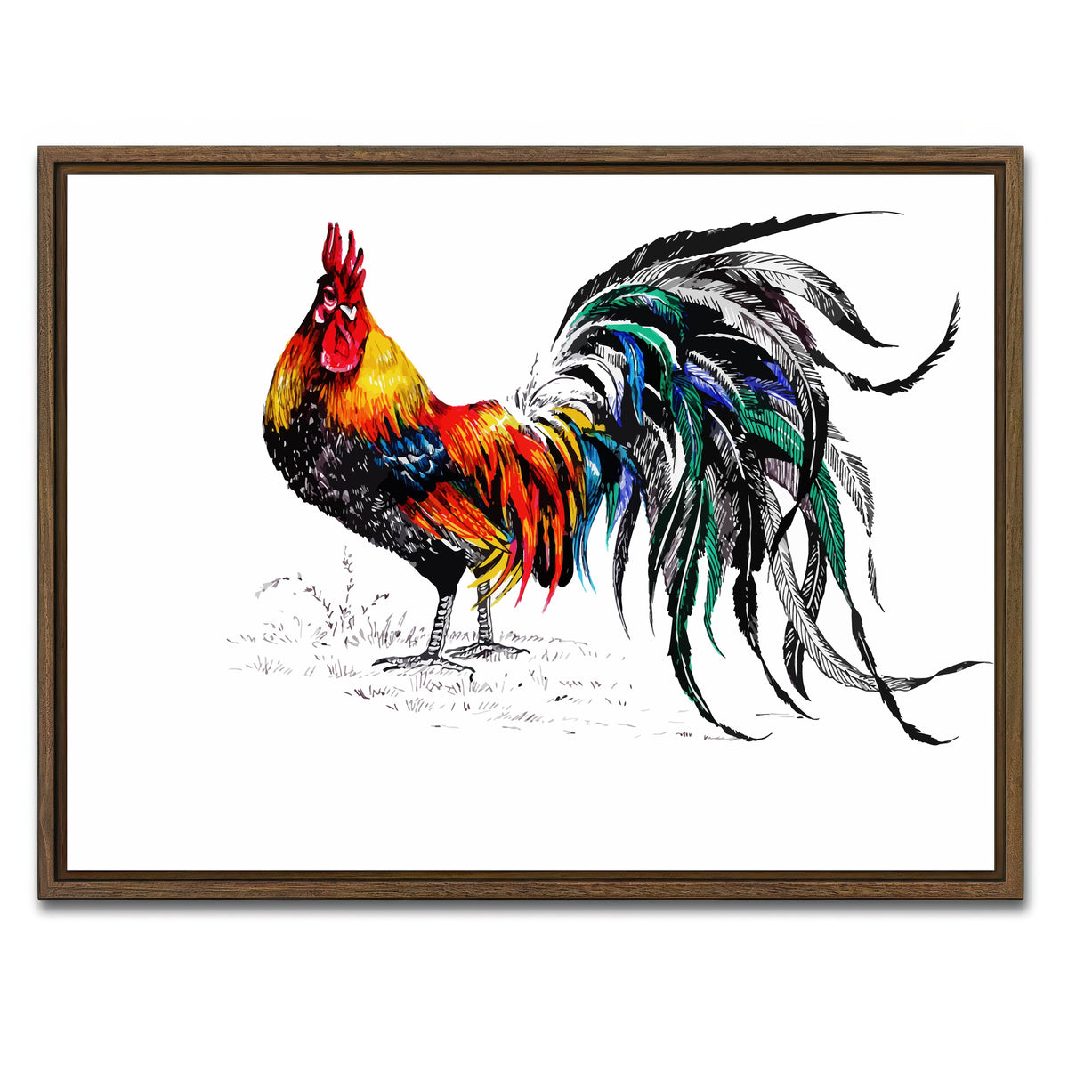 AUTO-MOCKUP WHITE | Farm rooster | 1 Piece | Walnut Framed Canvas | group=4x3