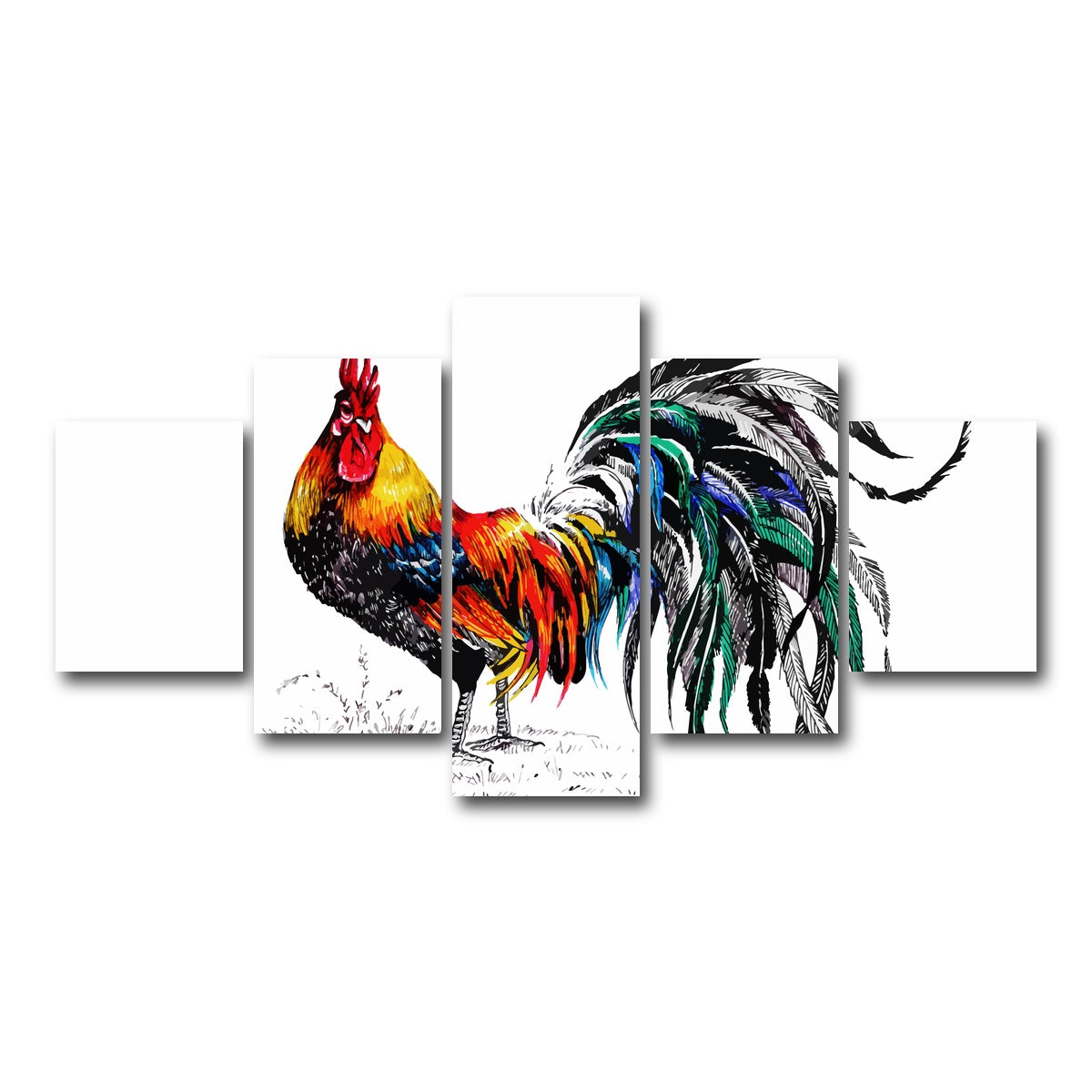 AUTO-MOCKUP WHITE | Farm rooster | 5 Piece | Gallery Wrap Canvas | group=5_short