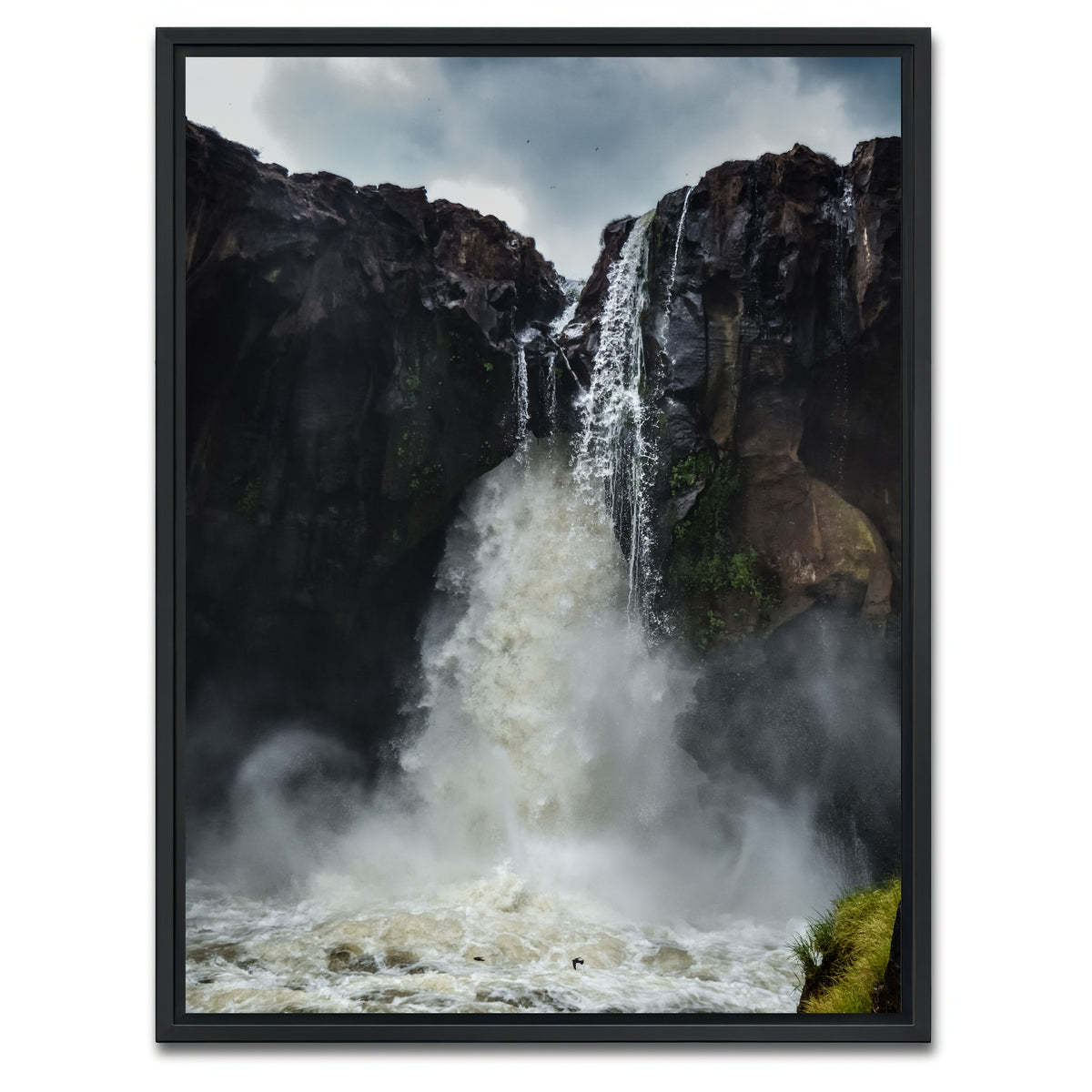 AUTO-MOCKUP WHITE | Fearless birds at Prata Waterfall | 1 Piece | Black Framed Canvas | group=3x4