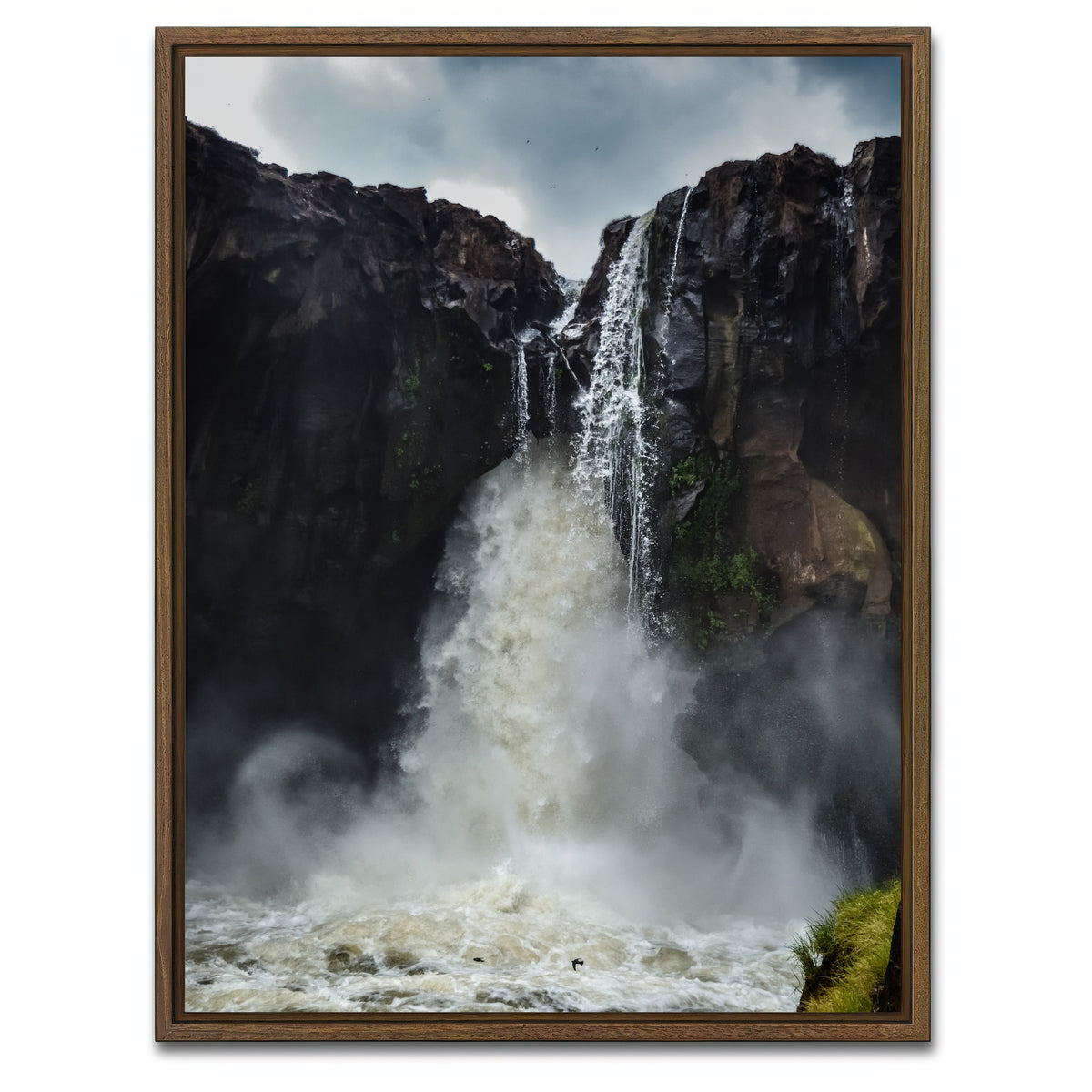 AUTO-MOCKUP WHITE | Fearless birds at Prata Waterfall | 1 Piece | Walnut Framed Canvas | group=3x4