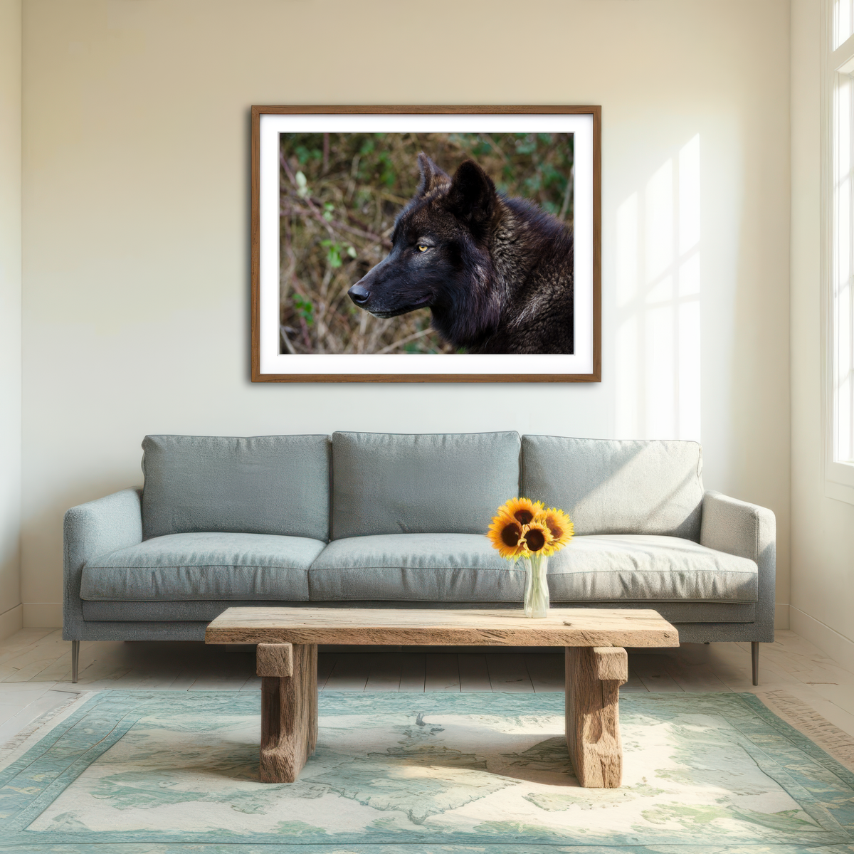 AUTO-MOCKUP ROOM | Female Black Wolf Wall Art