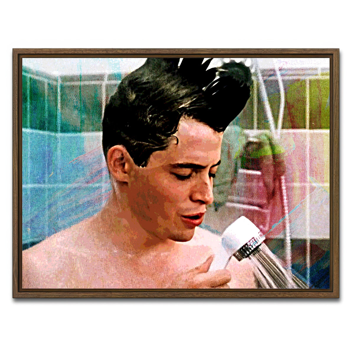 AUTO-MOCKUP WHITE | Ferris Bueller Shower | 1 Piece | Walnut Framed Canvas | group=4x3
