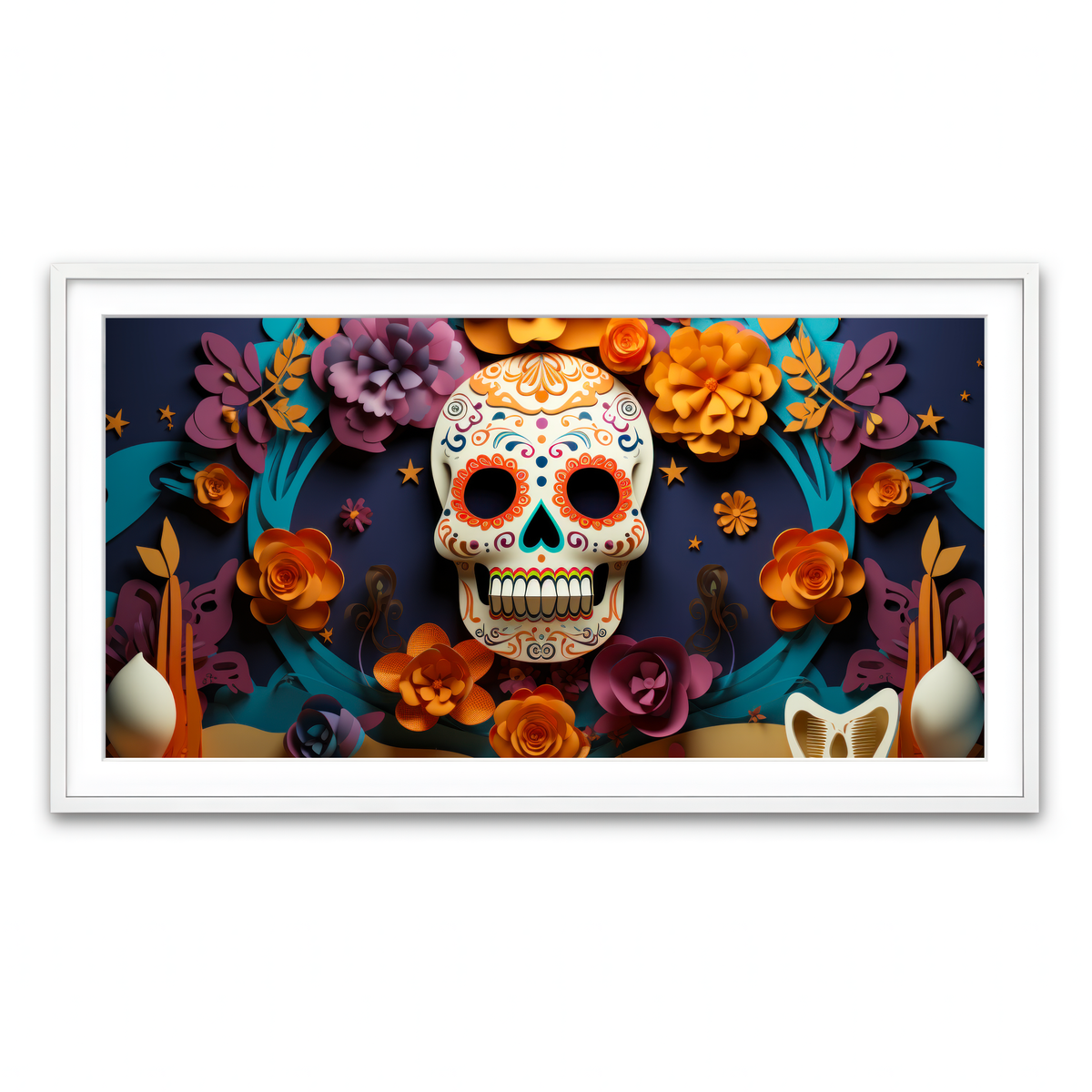 Framed Print 2x1 White