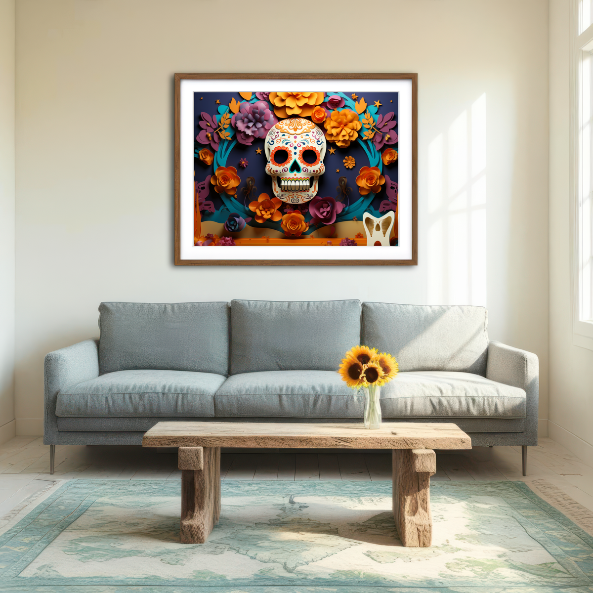 AUTO-MOCKUP ROOM | Festive Dia de los Muertos Wall Art