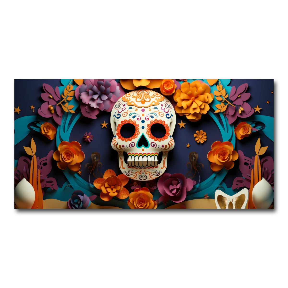 AUTO-MOCKUP WHITE | Festive Dia de los Muertos | 1 Piece | Gallery Wrap Canvas | group=2x1