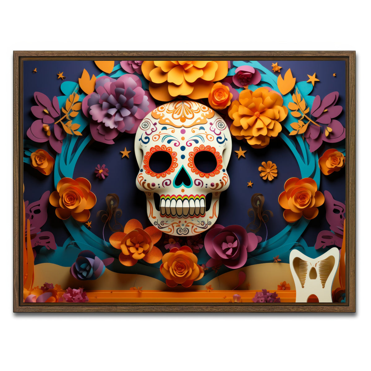 AUTO-MOCKUP WHITE | Festive Dia de los Muertos | 1 Piece | Walnut Framed Canvas | group=4x3
