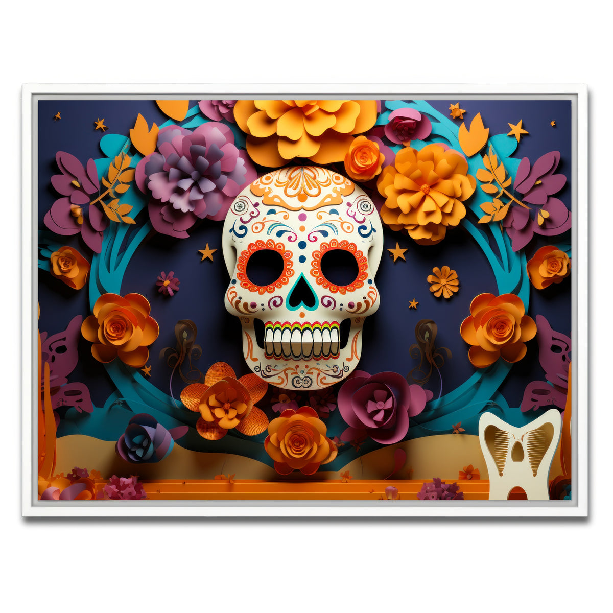 AUTO-MOCKUP WHITE | Festive Dia de los Muertos | 1 Piece | White Framed Canvas | group=4x3