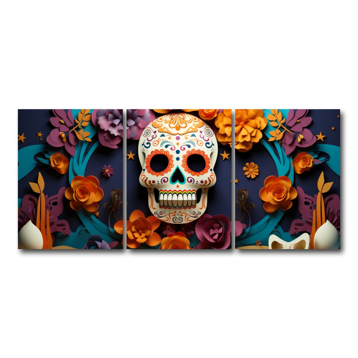 AUTO-MOCKUP WHITE | Festive Dia de los Muertos | 3 Piece | Gallery Wrap Canvas | group=18x24
