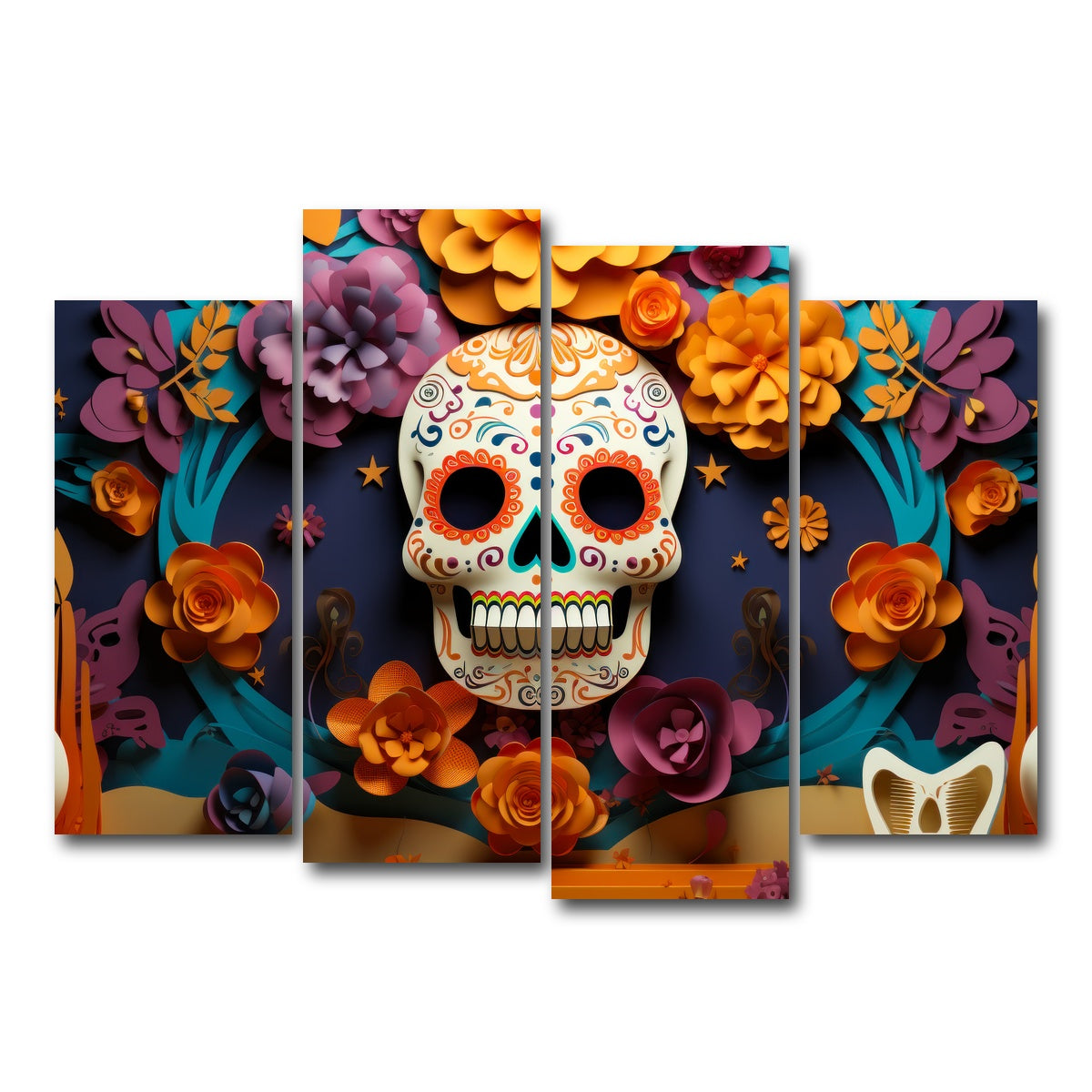 AUTO-MOCKUP WHITE | Festive Dia de los Muertos | 4 Piece | Gallery Wrap Canvas | group=4_normal