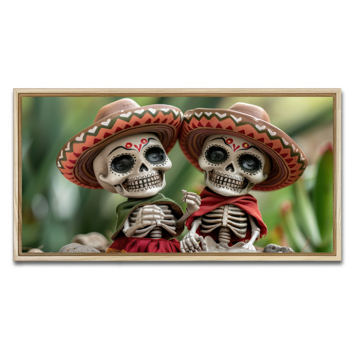 AUTO-MOCKUP WHITE | Festive Skeleton Figurines | 1 Piece | Natural Framed Canvas | group=2x1