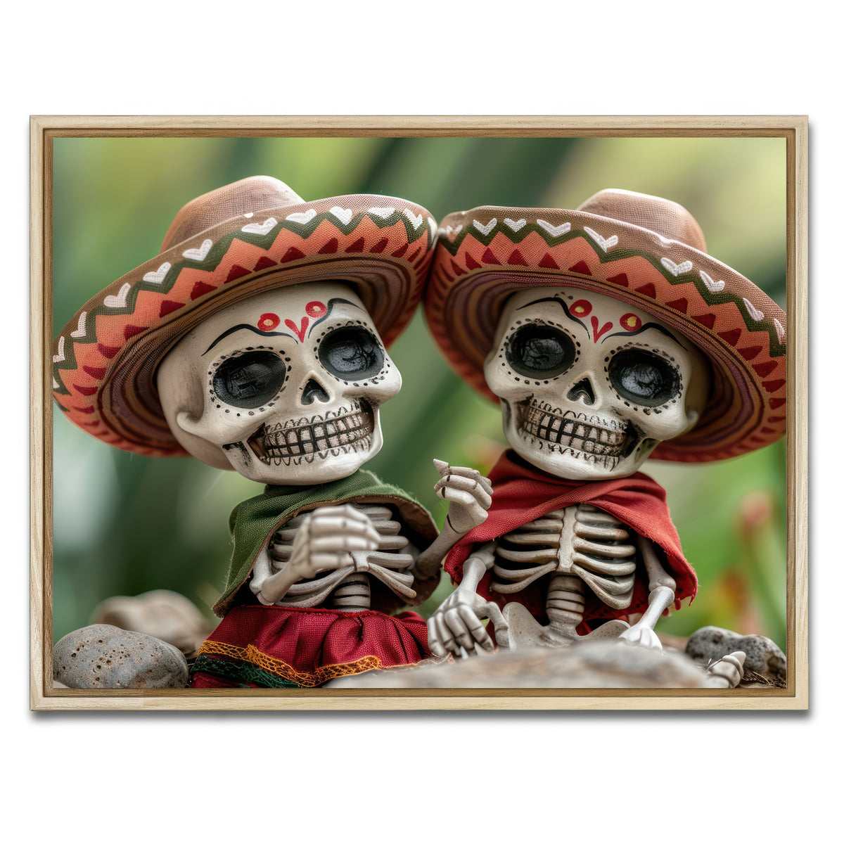 AUTO-MOCKUP WHITE | Festive Skeleton Figurines | 1 Piece | Natural Framed Canvas | group=4x3