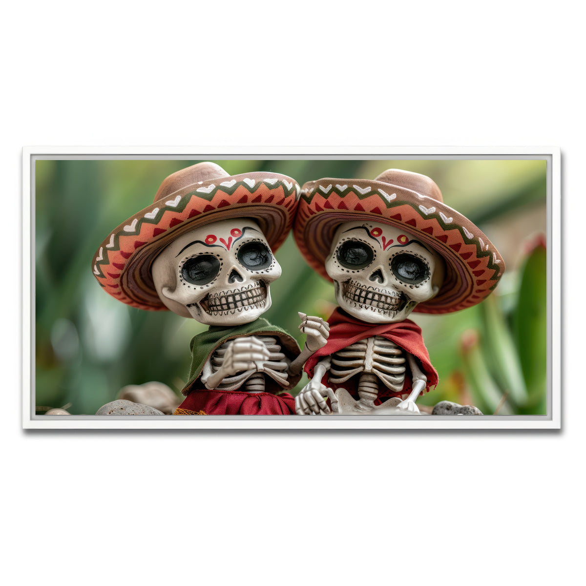 AUTO-MOCKUP WHITE | Festive Skeleton Figurines | 1 Piece | White Framed Canvas | group=2x1