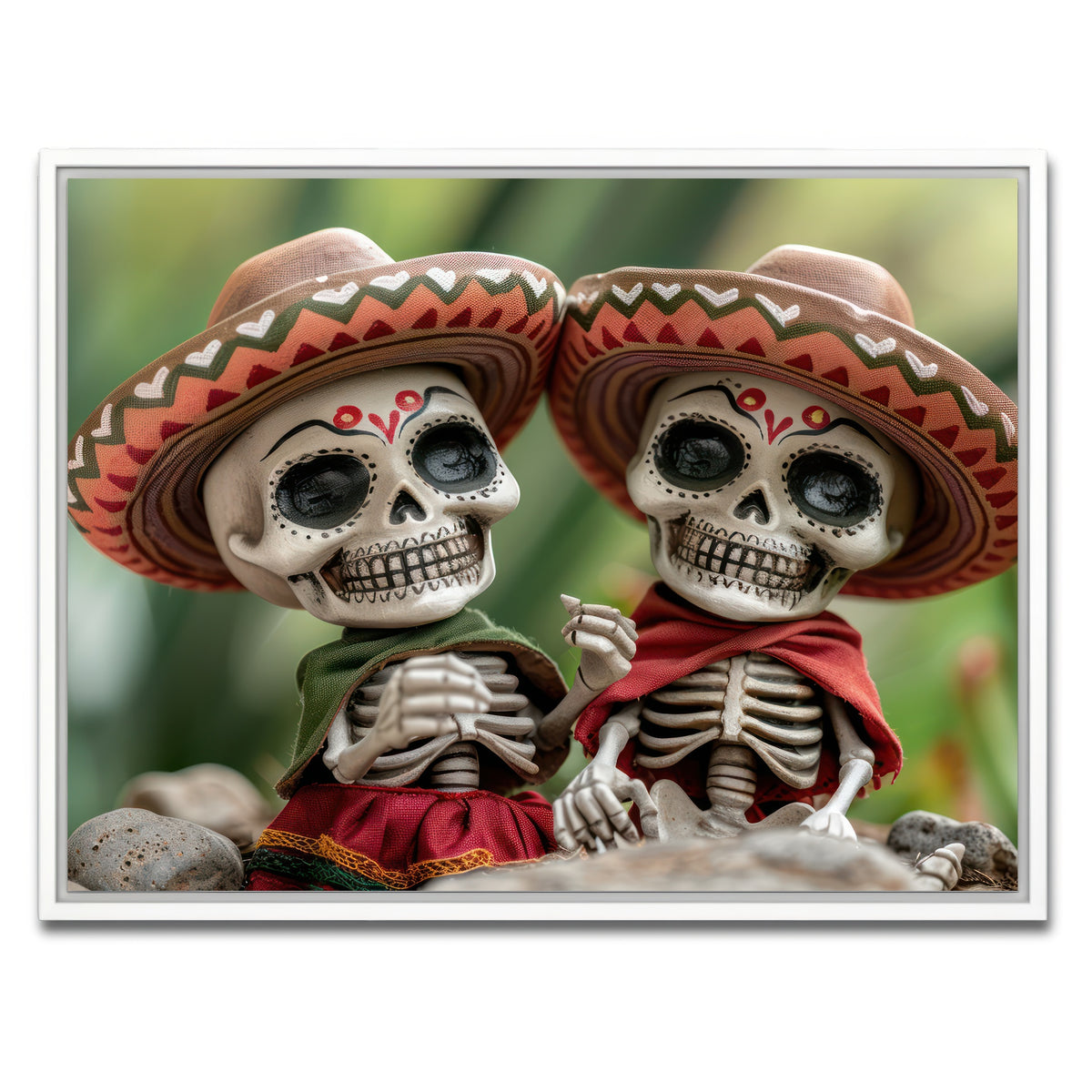 AUTO-MOCKUP WHITE | Festive Skeleton Figurines | 1 Piece | White Framed Canvas | group=4x3