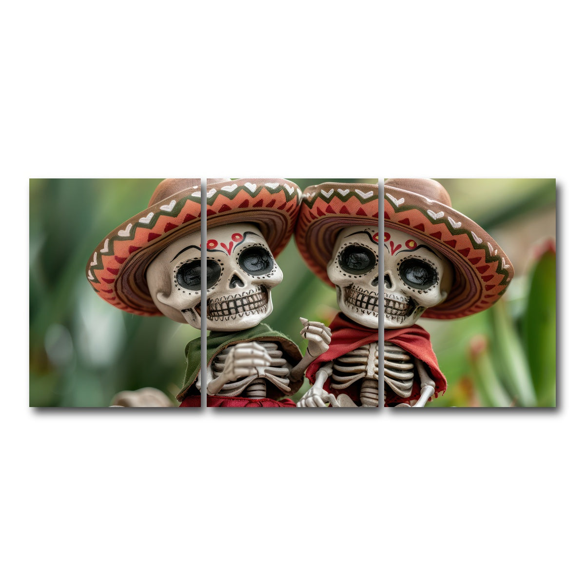 AUTO-MOCKUP WHITE | Festive Skeleton Figurines | 3 Piece | Gallery Wrap Canvas | group=18x24