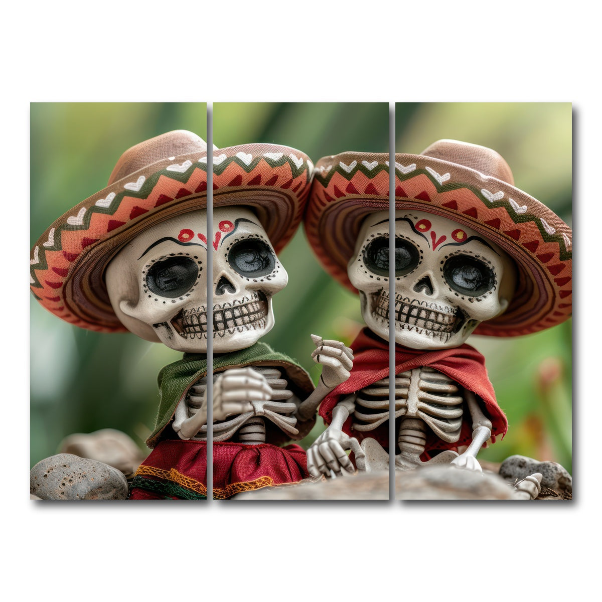 AUTO-MOCKUP WHITE | Festive Skeleton Figurines | 3 Piece | Gallery Wrap Canvas | group=8x18